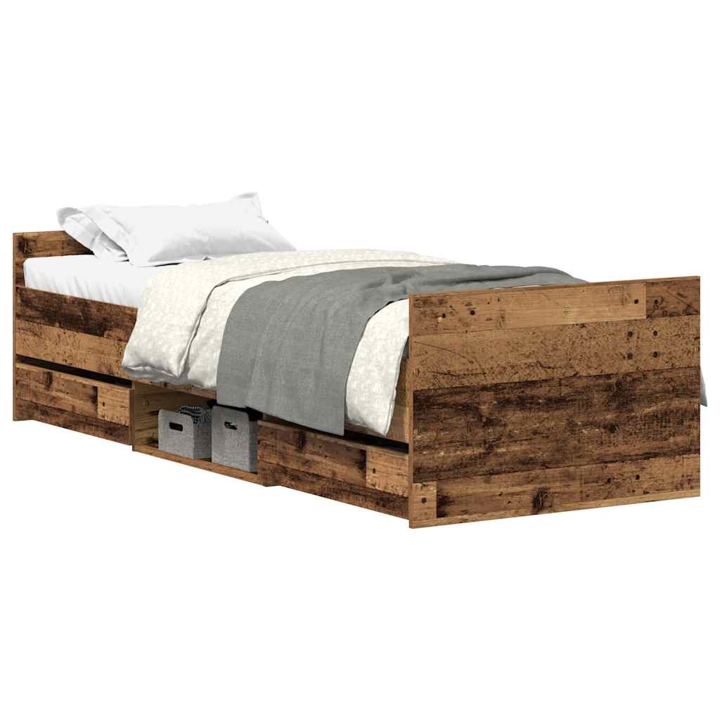 vidaXL Rama łóżka bez materaca Stare drewno 100x200cm Drewno klejone