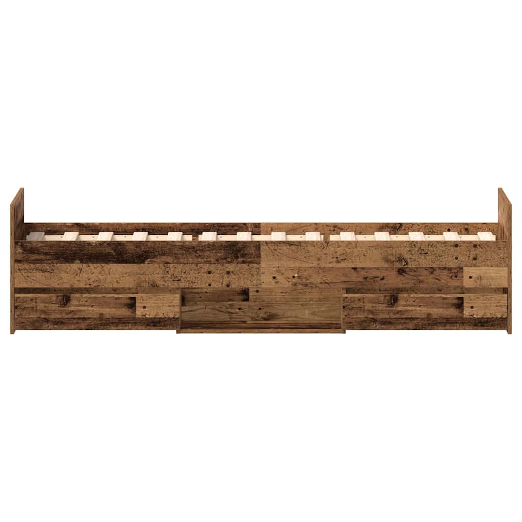 vidaXL Rama łóżka bez materaca Stare drewno 100x200cm Drewno klejone