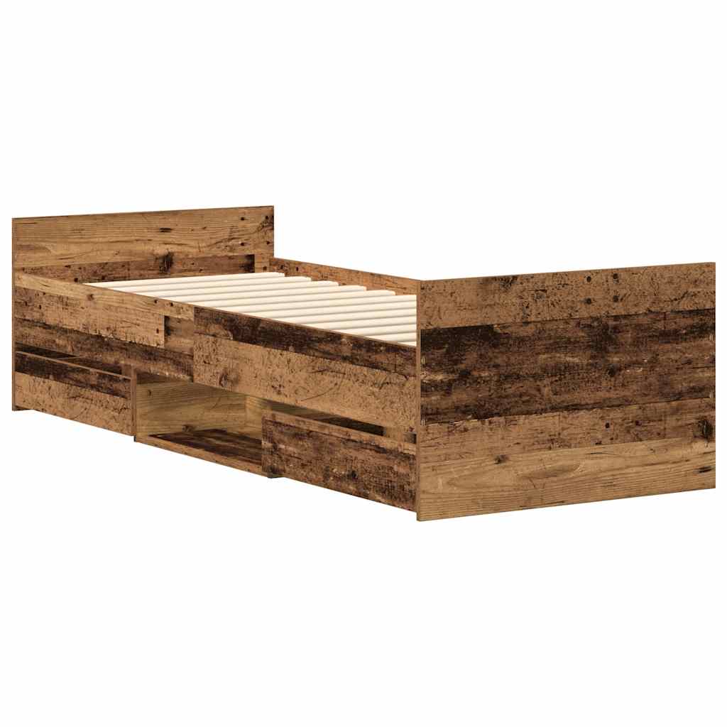vidaXL Rama łóżka bez materaca Stare drewno 100x200cm Drewno klejone