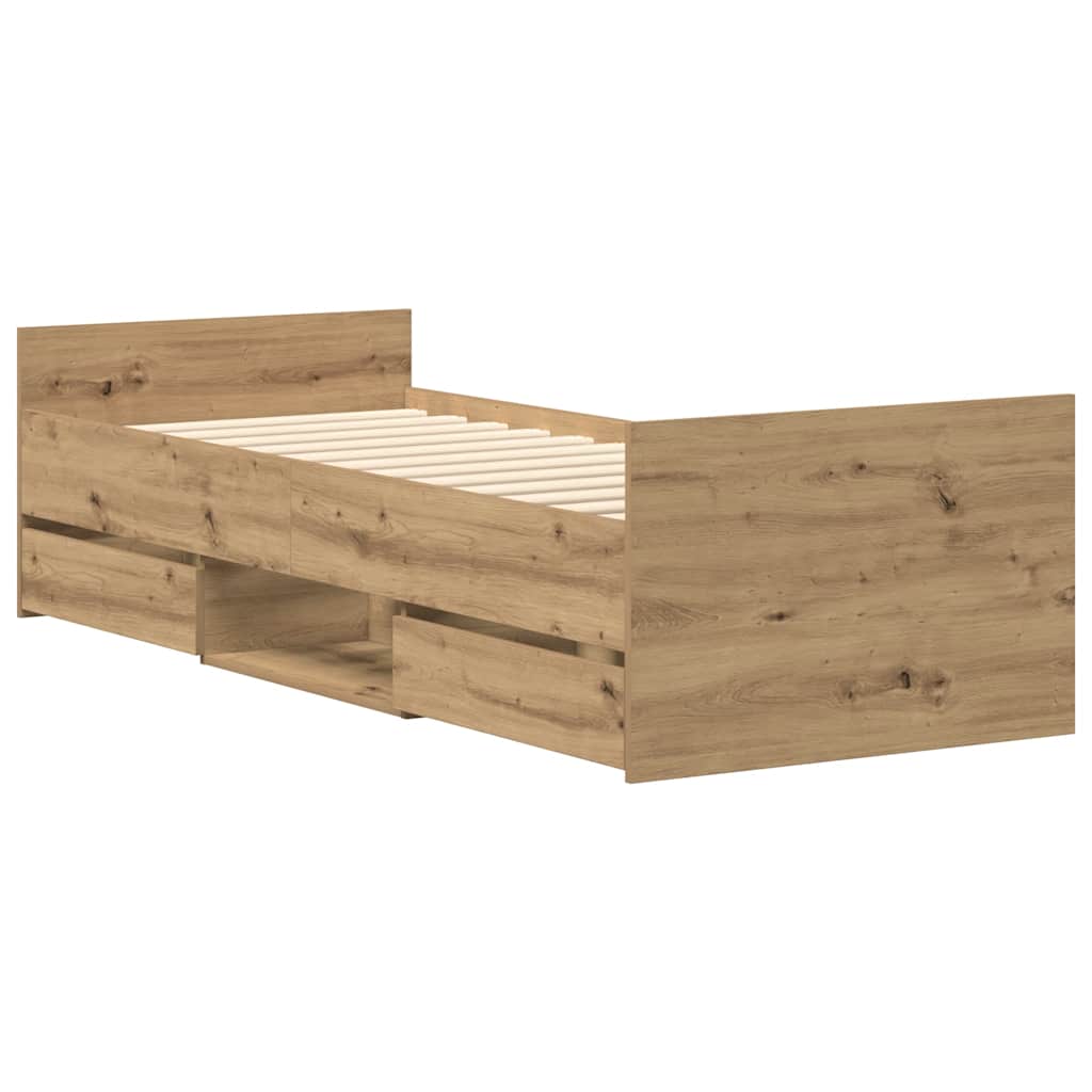 vidaXL Rama łóżka bez materaca Artisan Oak 100x200cm Drewno klejone