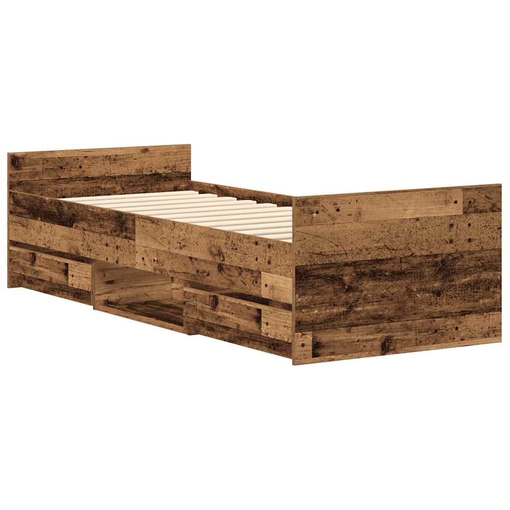 vidaXL Rama łóżka bez materaca Stare drewno 90x200cm Drewno klejone