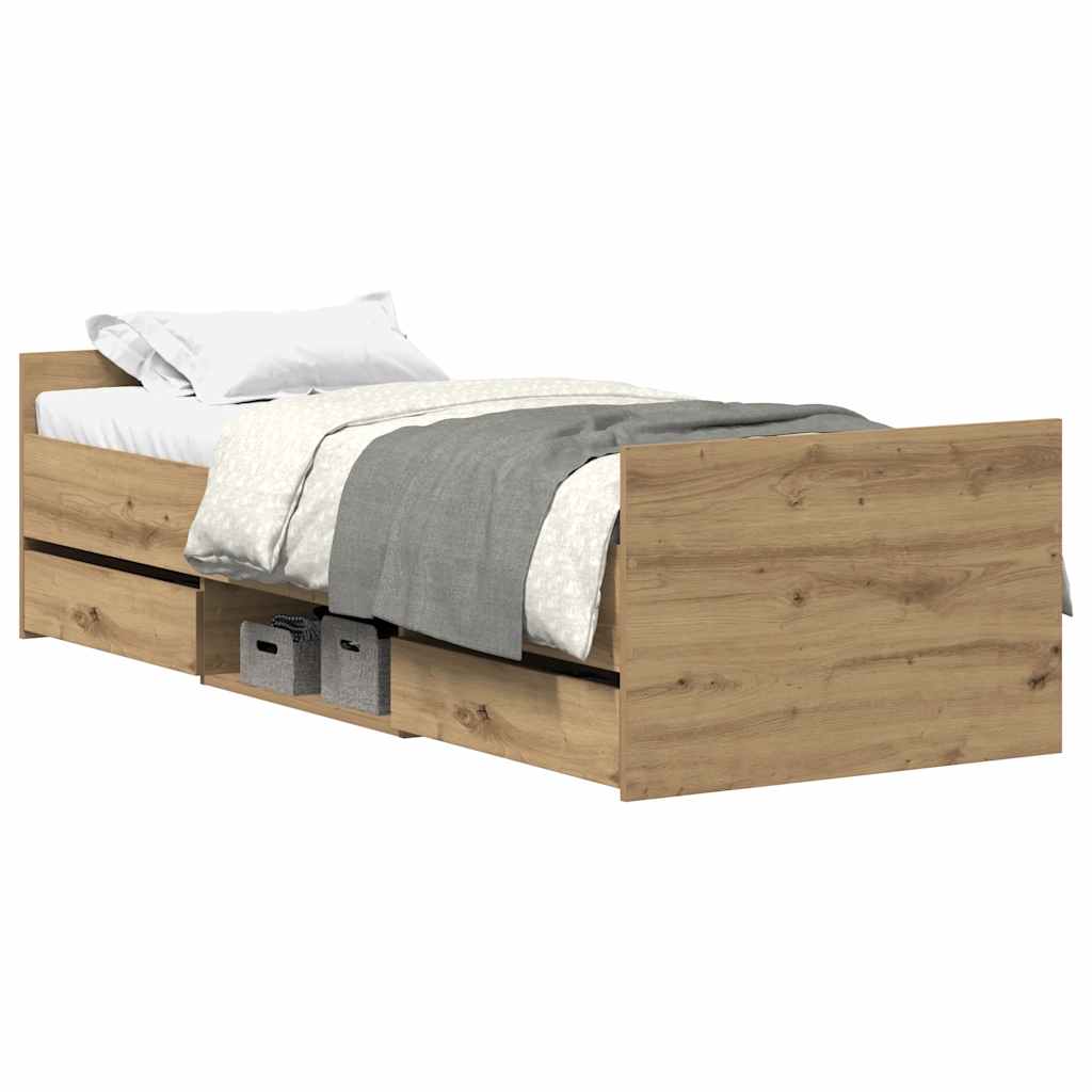 vidaXL Rama łóżka bez materaca Artisan Oak 90x200cm Drewno klejone