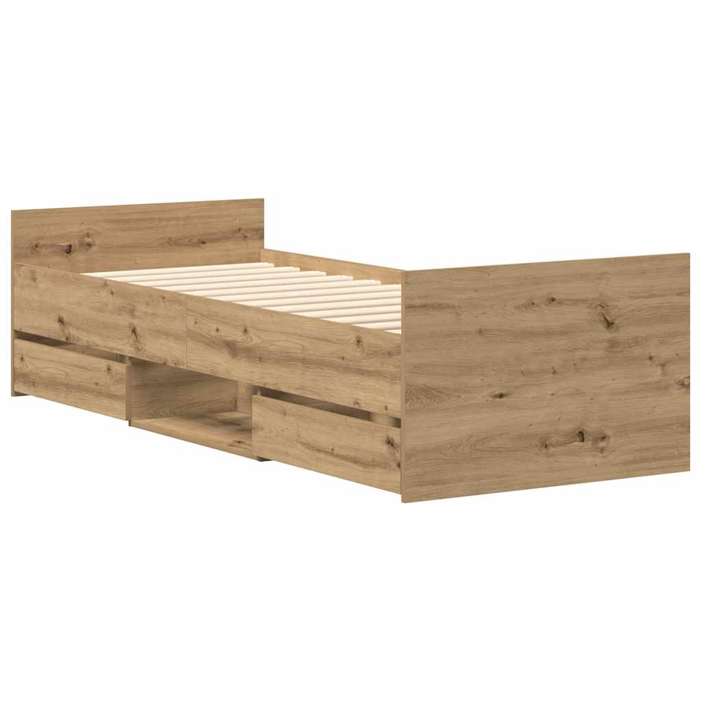 vidaXL Rama łóżka bez materaca Artisan Oak 90x200cm Drewno klejone