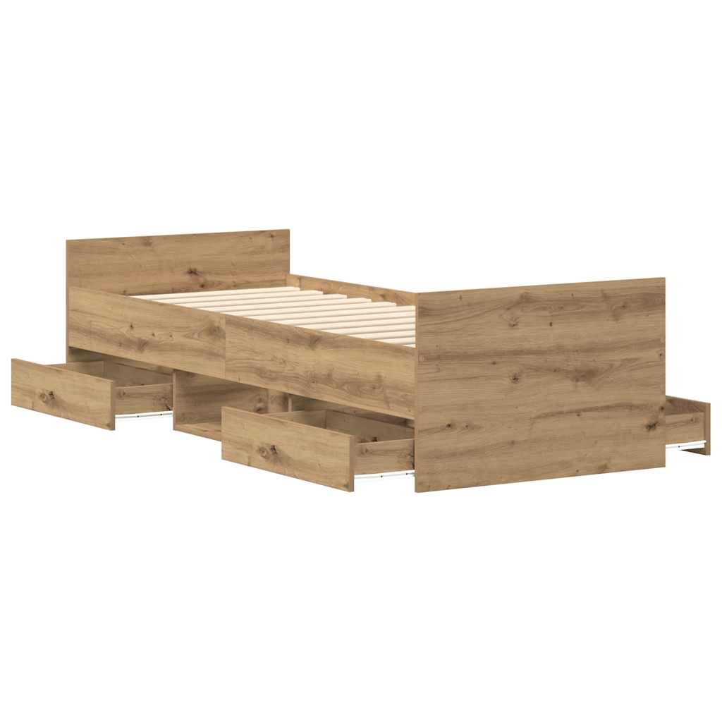 vidaXL Rama łóżka bez materaca Artisan Oak 90x200cm Drewno klejone