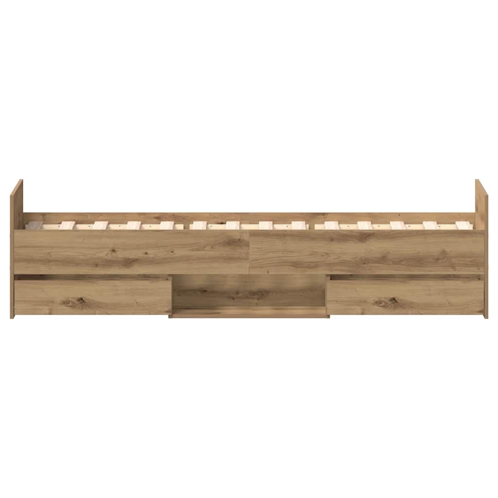 vidaXL Rama łóżka bez materaca Artisan Oak 90x200cm Drewno klejone