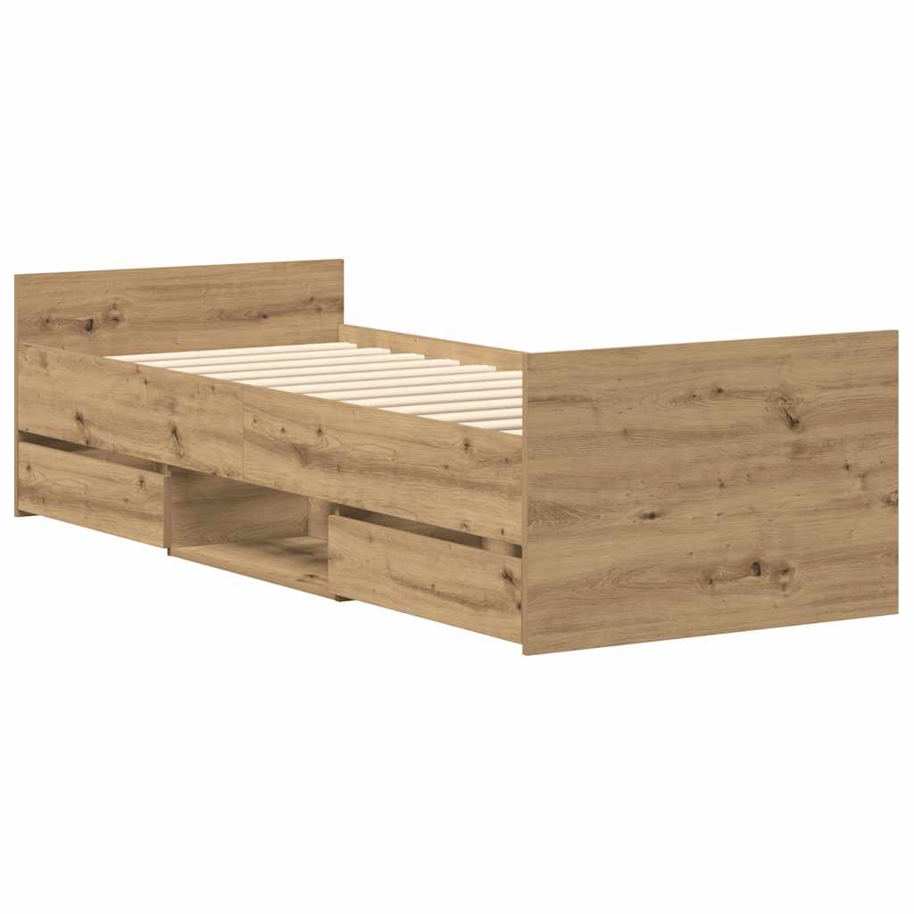 vidaXL Rama łóżka bez materaca Artisan Oak 90x200cm Drewno klejone