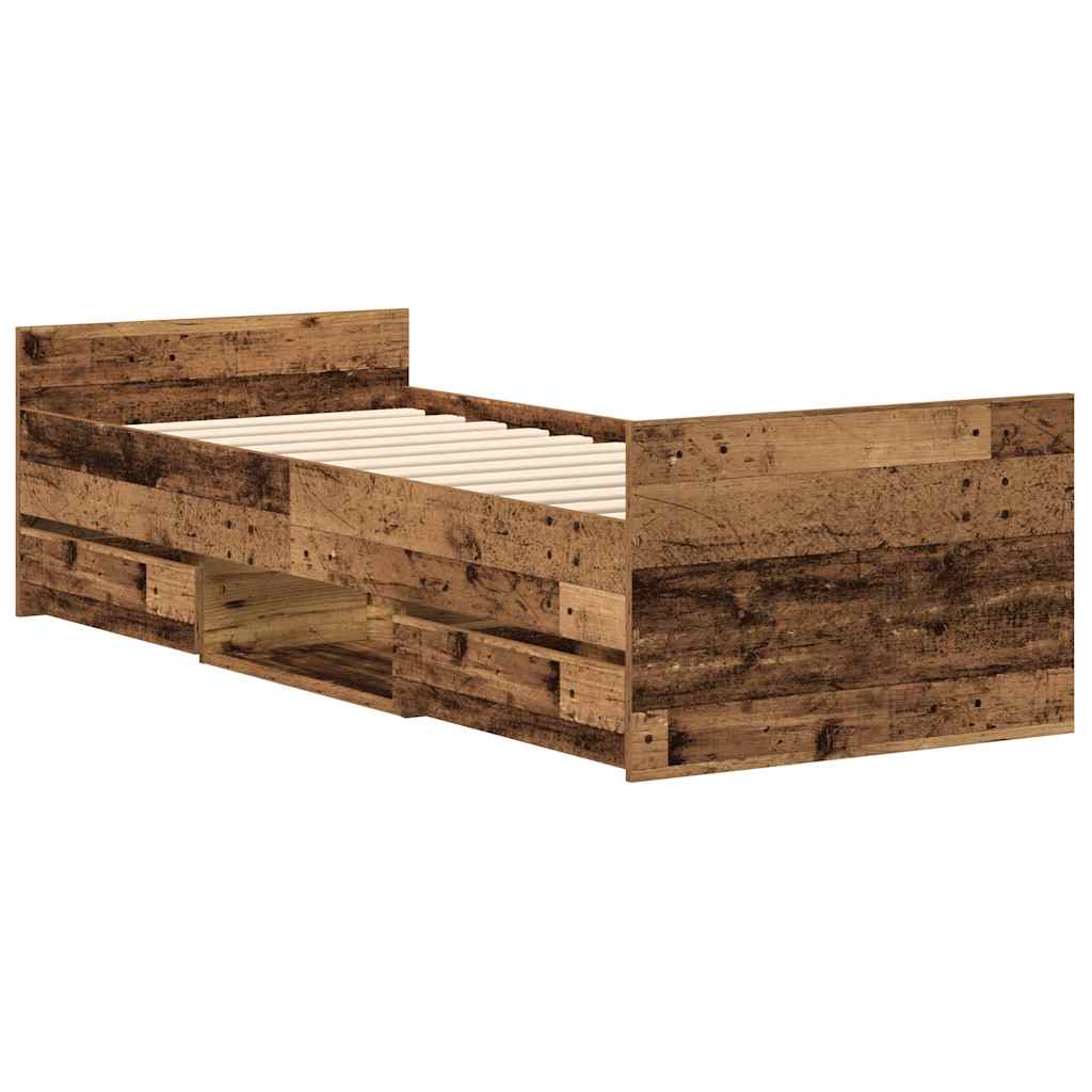 vidaXL Rama łóżka bez materaca Stare drewno 90x190cm Drewno klejone