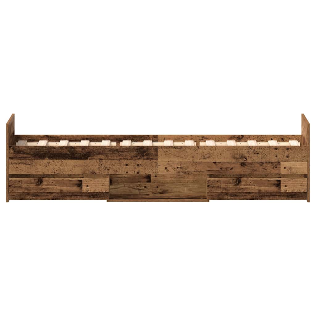 vidaXL Rama łóżka bez materaca Stare drewno 90x190cm Drewno klejone