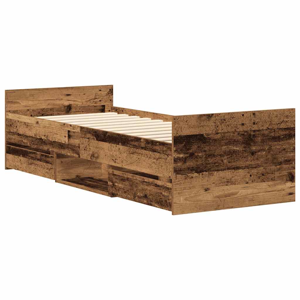 vidaXL Rama łóżka bez materaca Stare drewno 90x190cm Drewno klejone