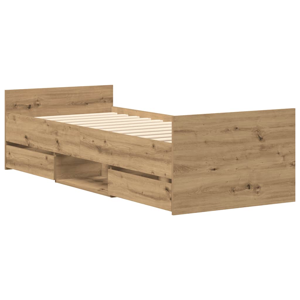 vidaXL Rama łóżka bez materaca Artisan Oak 90x190cm Drewno klejone