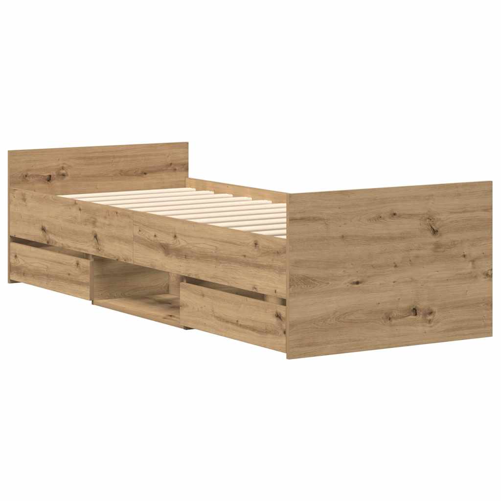 vidaXL Rama łóżka bez materaca Artisan Oak 90x190cm Drewno klejone