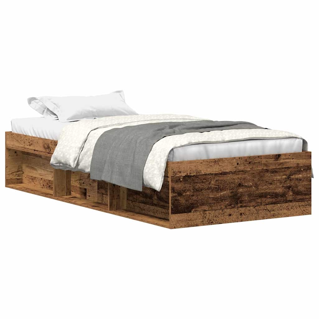vidaXL Rama łóżka bez materaca Stare drewno 90x200cm Drewno klejone