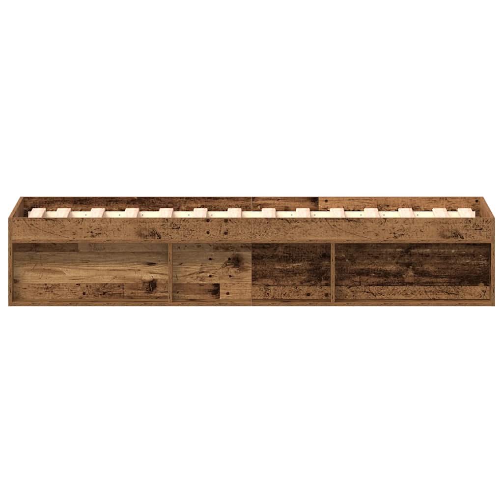 vidaXL Rama łóżka bez materaca Stare drewno 90x200cm Drewno klejone
