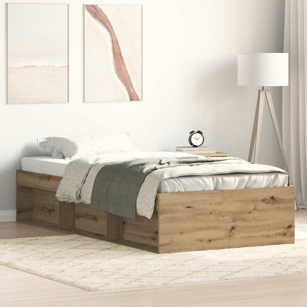 vidaXL Rama łóżka bez materaca Artisan Oak 90x200cm Drewno klejone