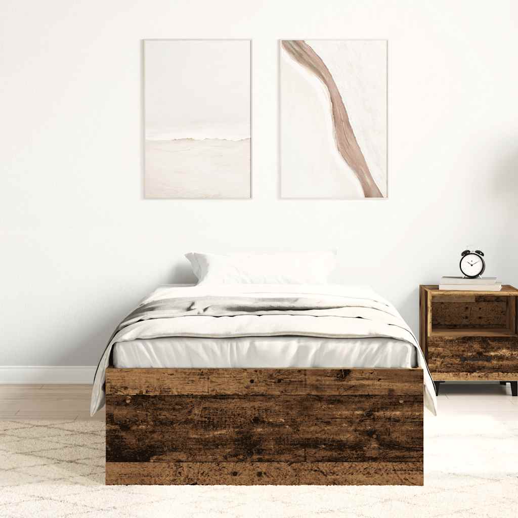 vidaXL Rama łóżka bez materaca Stare drewno 100x200cm Drewno klejone