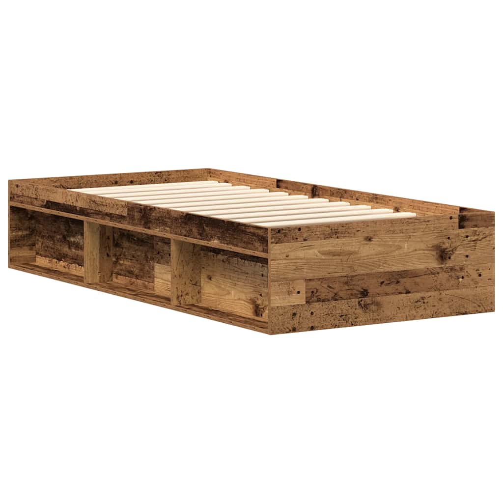 vidaXL Rama łóżka bez materaca Stare drewno 100x200cm Drewno klejone