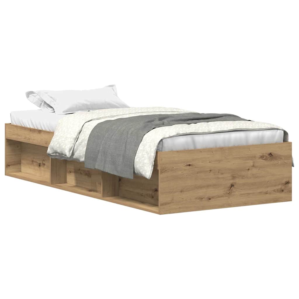 vidaXL Rama łóżka bez materaca Artisan Oak 100x200cm Drewno klejone