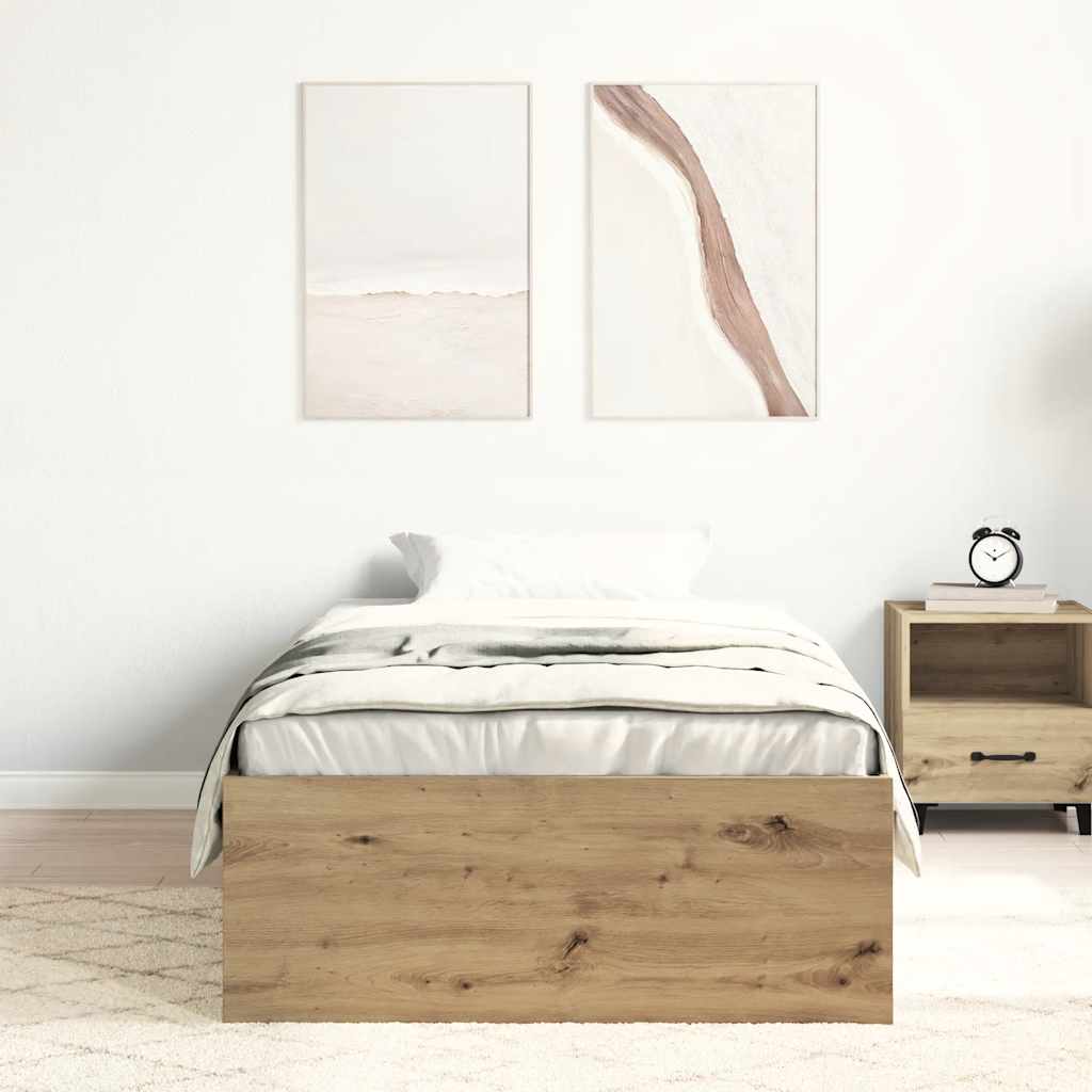 vidaXL Rama łóżka bez materaca Artisan Oak 100x200cm Drewno klejone