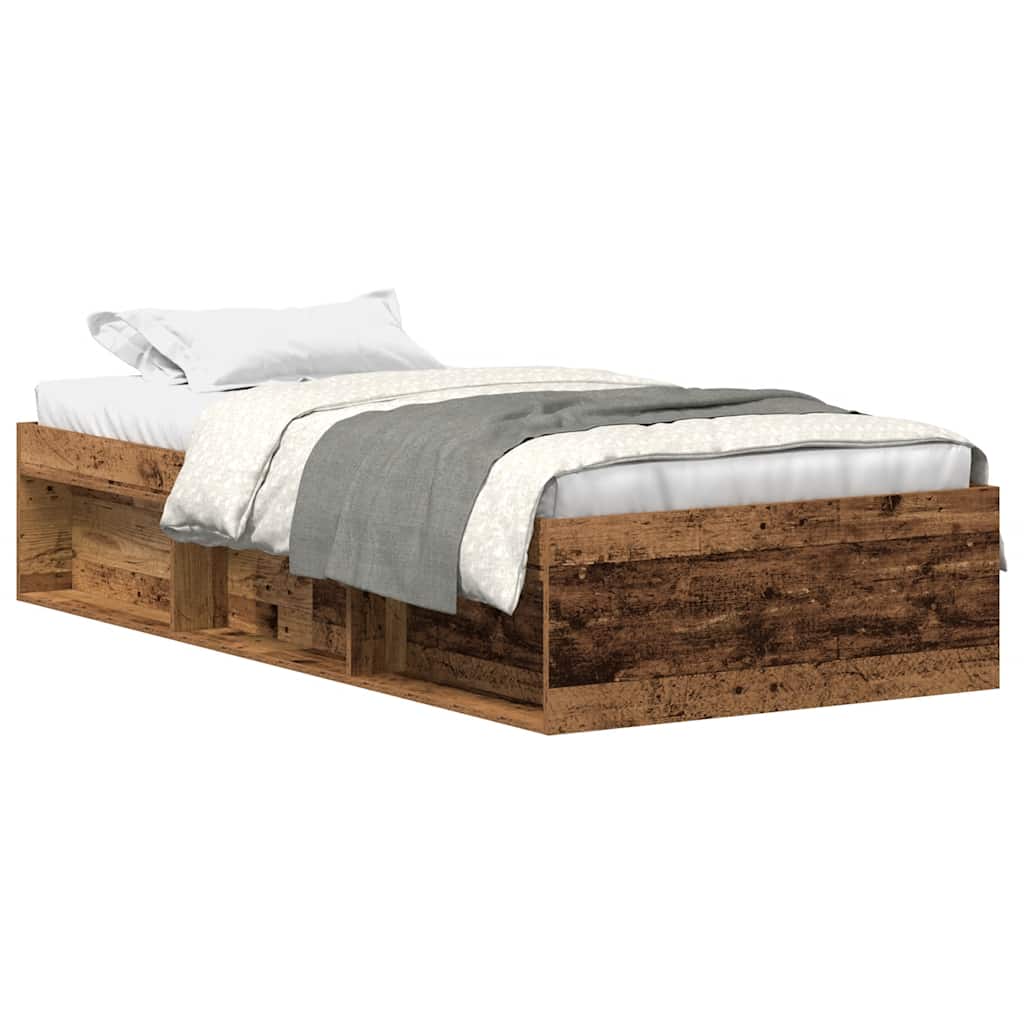 vidaXL Rama łóżka bez materaca Stare drewno 90x190cm Drewno klejone