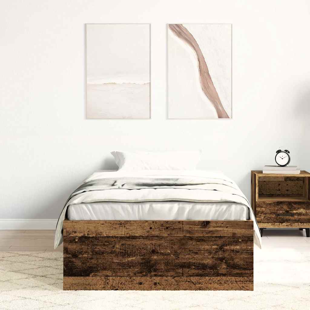 vidaXL Rama łóżka bez materaca Stare drewno 90x190cm Drewno klejone
