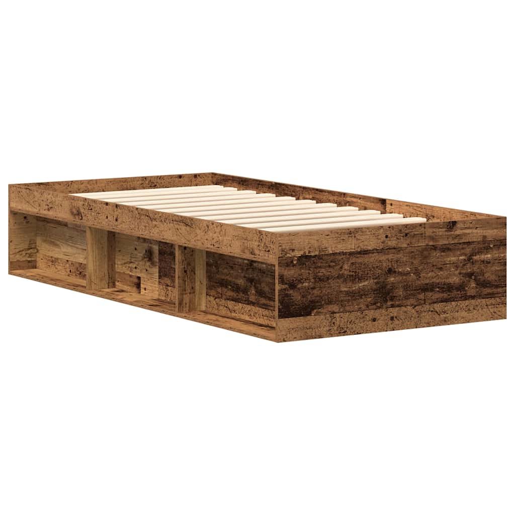 vidaXL Rama łóżka bez materaca Stare drewno 90x190cm Drewno klejone