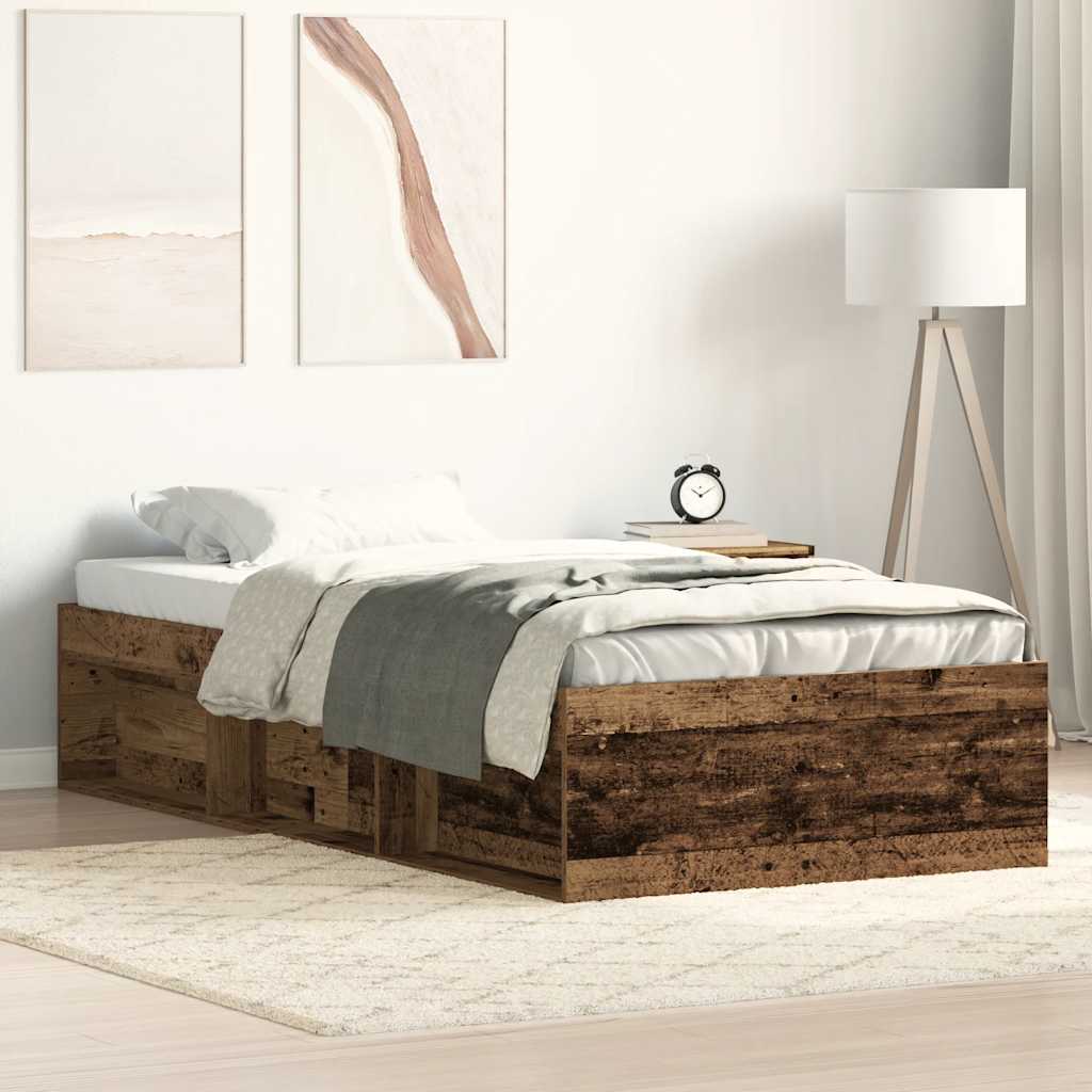 vidaXL Rama łóżka bez materaca Stare drewno 90x190cm Drewno klejone