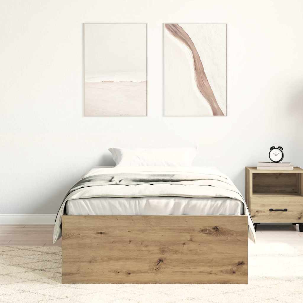 vidaXL Rama łóżka bez materaca Artisan Oak 90x190cm Drewno klejone