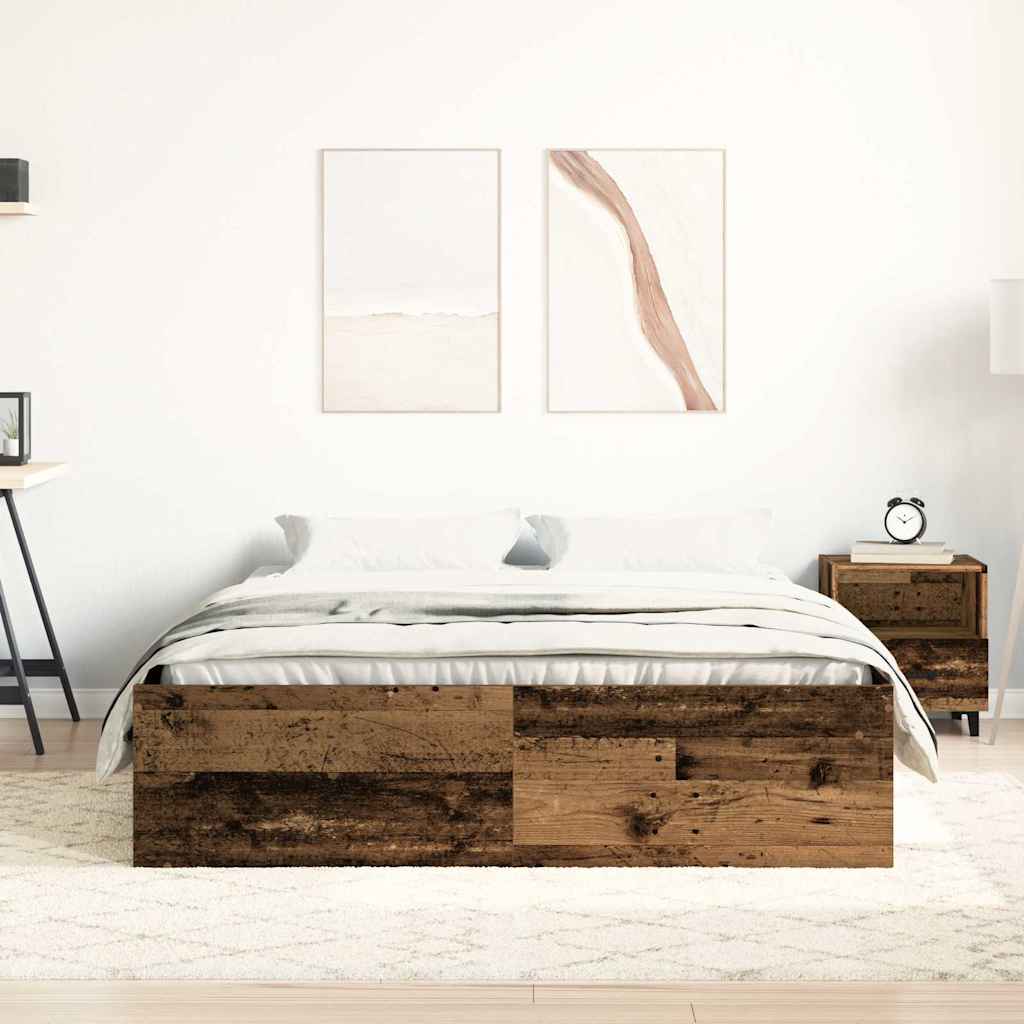 vidaXL Rama łóżka bez materaca Stare drewno 120x200cm Drewno klejone