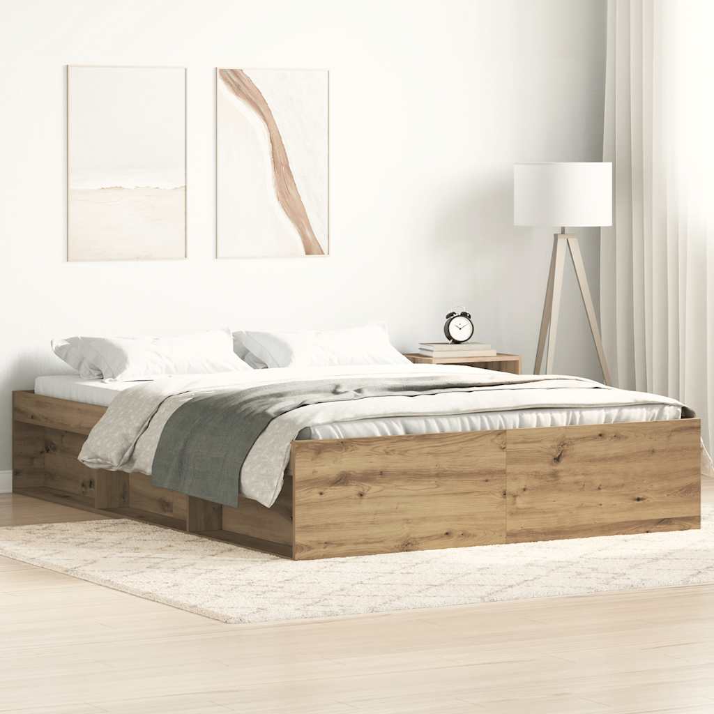 vidaXL Rama łóżka bez materaca Artisan Oak 120x200cm Drewno klejone