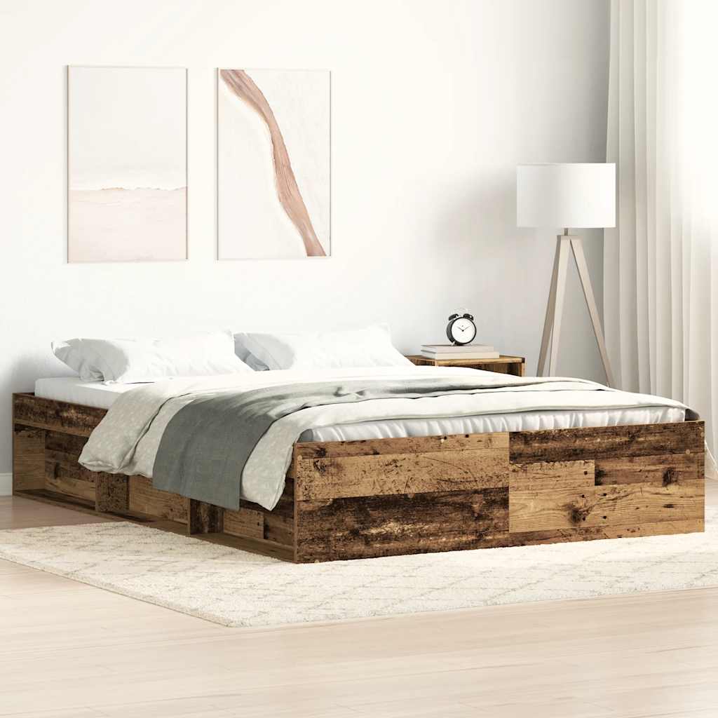 vidaXL Rama łóżka bez materaca Stare drewno 140x200cm Drewno klejone