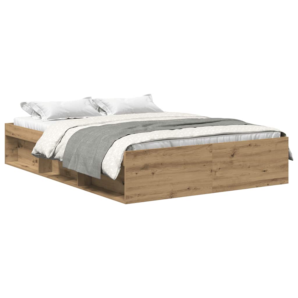 vidaXL Rama łóżka bez materaca Artisan Oak 140x200cm Drewno klejone
