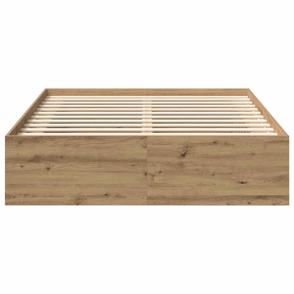 vidaXL Rama łóżka bez materaca Artisan Oak 140x200cm Drewno klejone