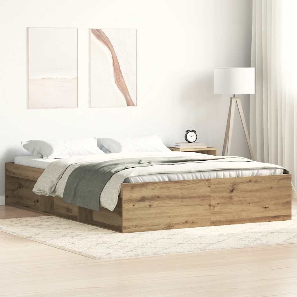 vidaXL Rama łóżka bez materaca Artisan Oak 140x200cm Drewno klejone