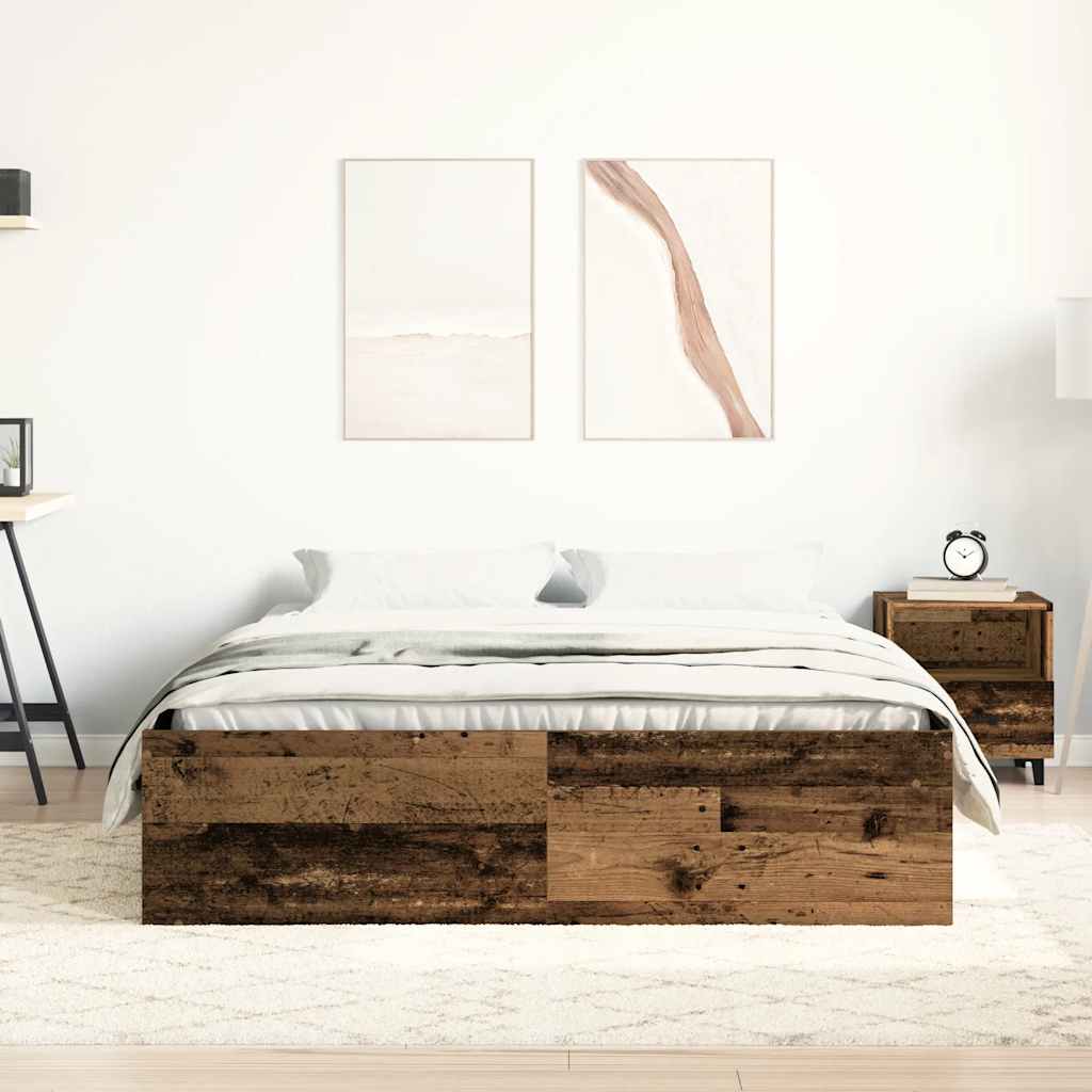 vidaXL Rama łóżka bez materaca Stare drewno 160x200cm Drewno klejone