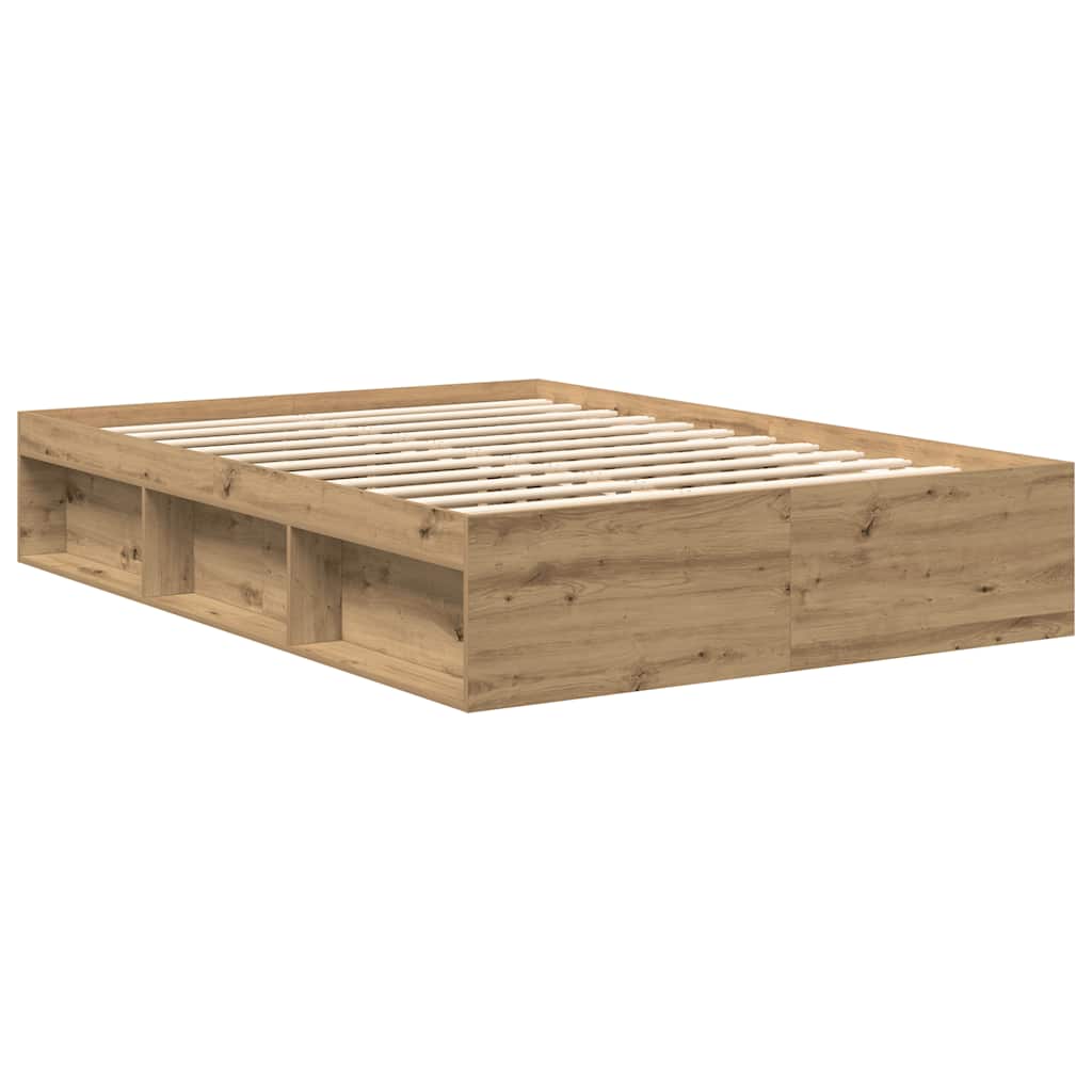 vidaXL Rama łóżka bez materaca Artisan Oak 160x200cm Drewno klejone