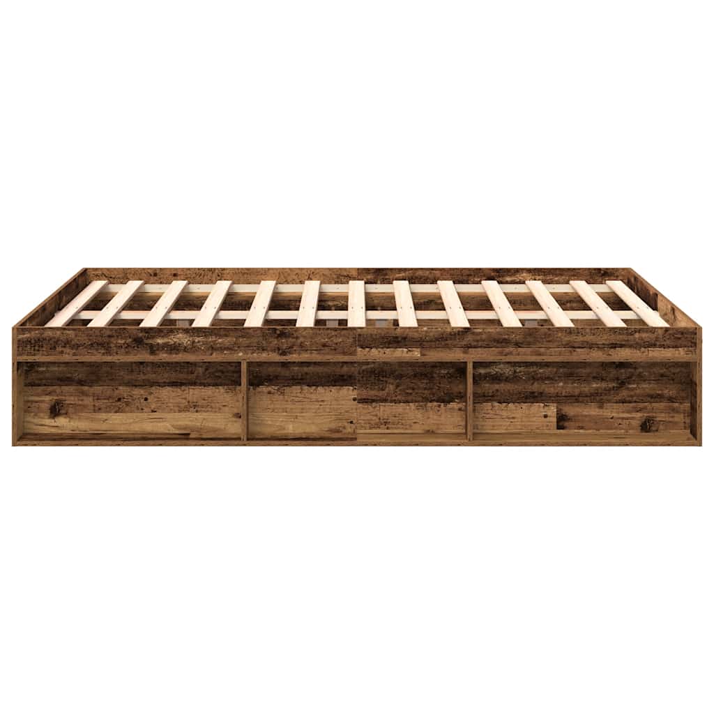 vidaXL Rama łóżka bez materaca Stare drewno 120x190cm Drewno klejone