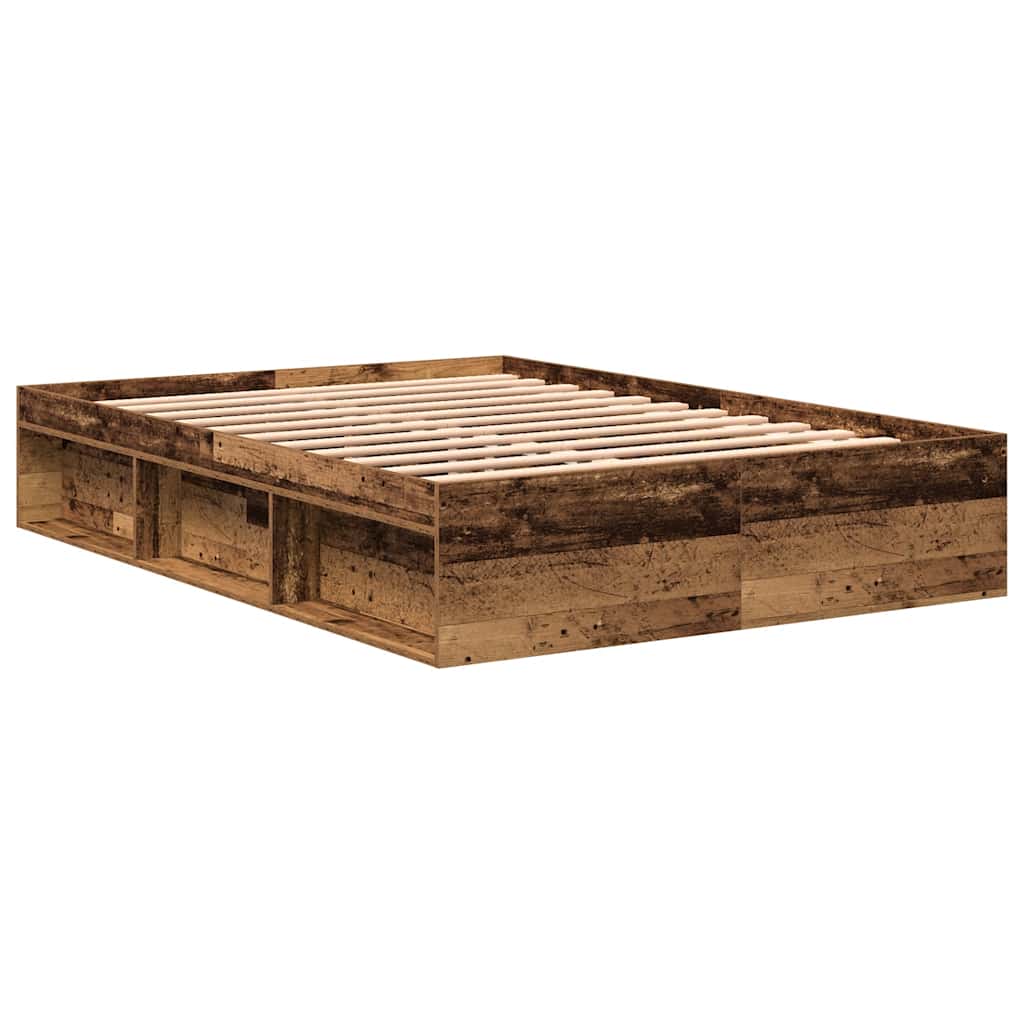 vidaXL Rama łóżka bez materaca Stare drewno 120x190cm Drewno klejone