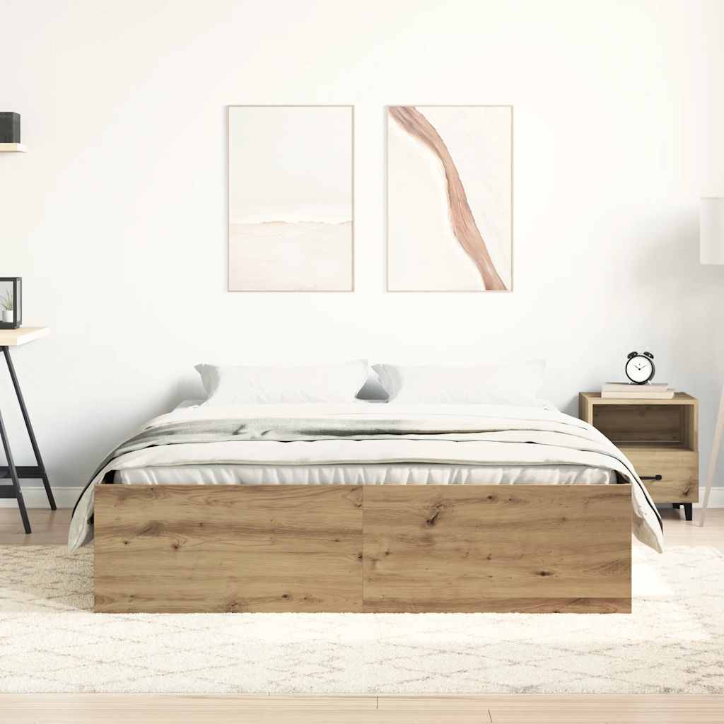 vidaXL Rama łóżka bez materaca Artisan Oak 120x190cm Drewno klejone