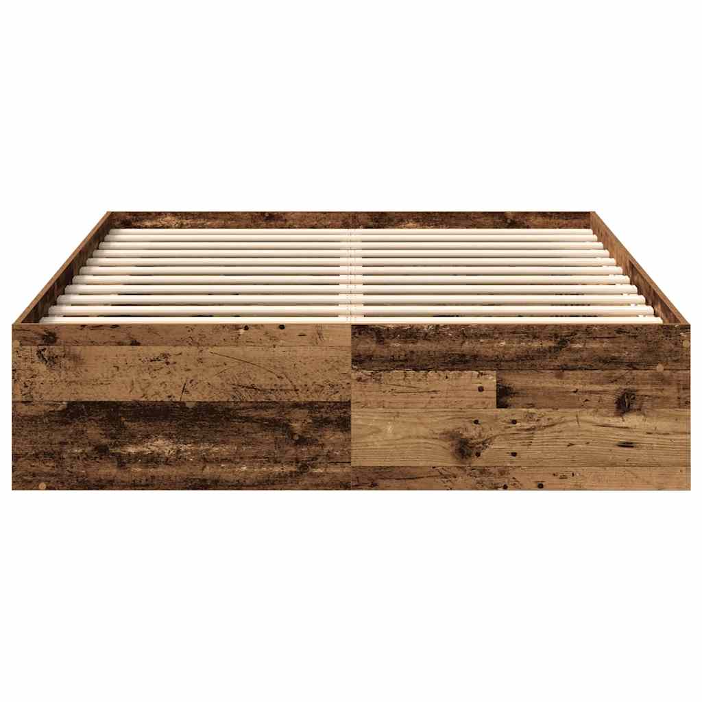 vidaXL Rama łóżka bez materaca Stare drewno 140x190cm Drewno klejone