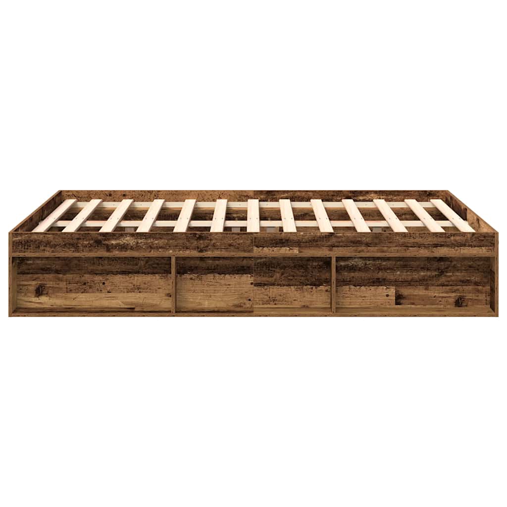 vidaXL Rama łóżka bez materaca Stare drewno 140x190cm Drewno klejone