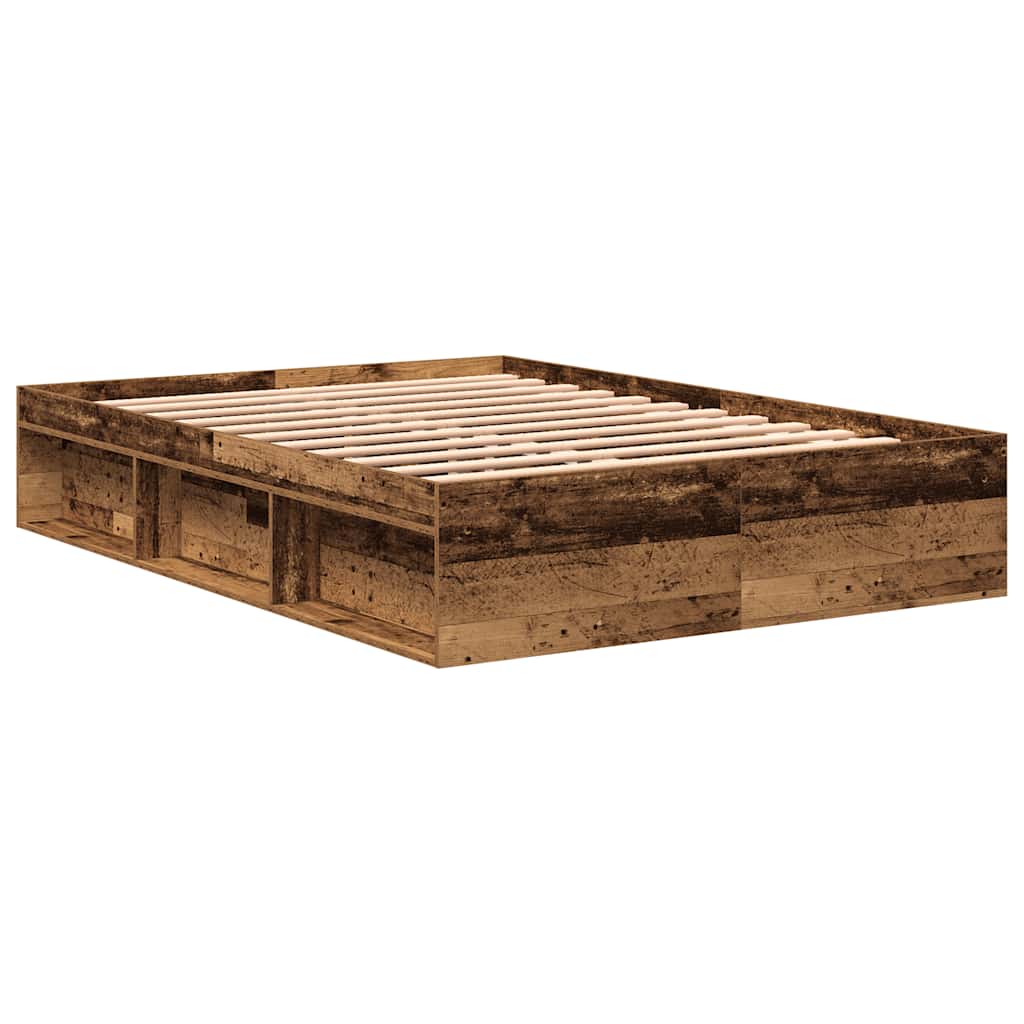 vidaXL Rama łóżka bez materaca Stare drewno 140x190cm Drewno klejone