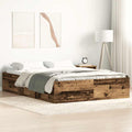 vidaXL Rama łóżka bez materaca Stare drewno 140x190cm Drewno klejone