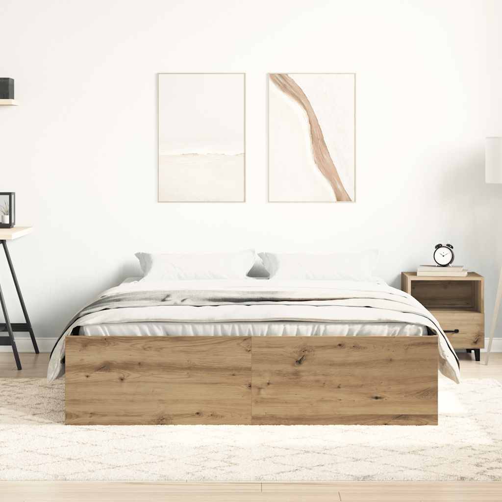 vidaXL Rama łóżka bez materaca Artisan Oak 140x190cm Drewno klejone