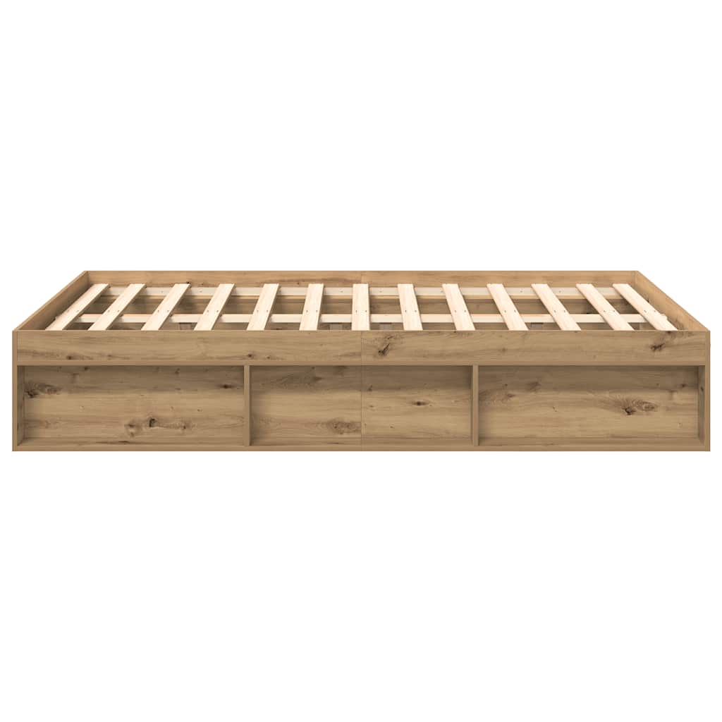 vidaXL Rama łóżka bez materaca Artisan Oak 140x190cm Drewno klejone