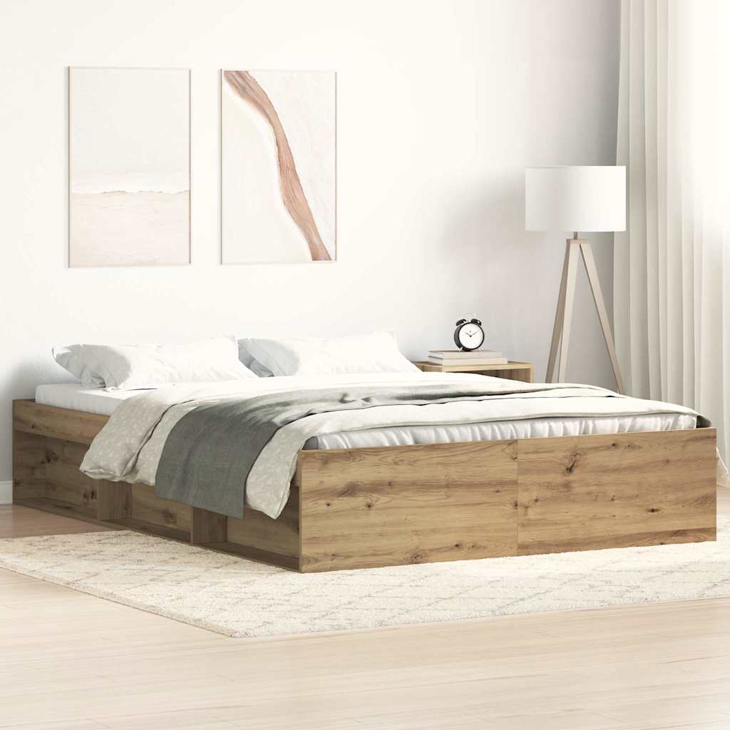 vidaXL Rama łóżka bez materaca Artisan Oak 140x190cm Drewno klejone