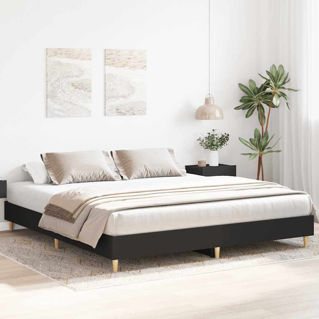 vidaXL Rama łóżka bez materaca Czarna 180x200cm Drewno klejone