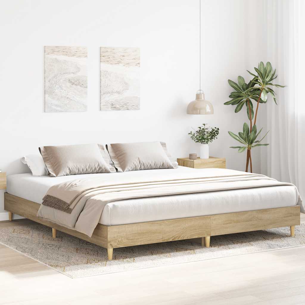 vidaXL Rama łóżka bez materaca Sonoma Oak 180x200cm Drewno klejone