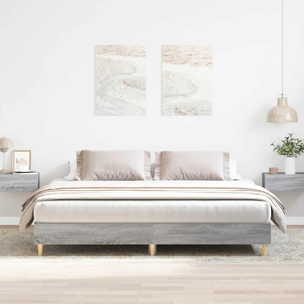 vidaXL Rama łóżka bez materaca Szary Sonoma 180x200cm Drewno klejone