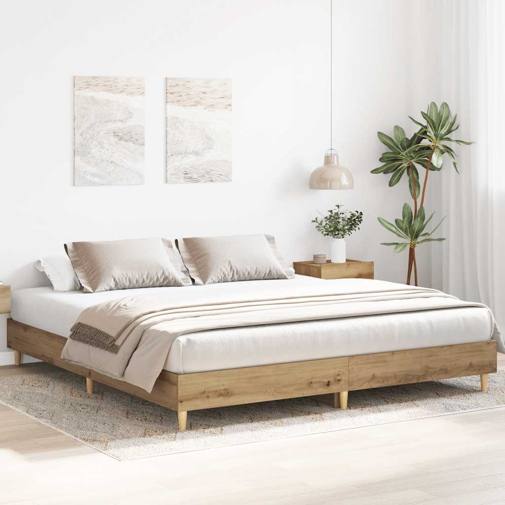 vidaXL Rama łóżka bez materaca Artisan Oak 180x200cm Drewno klejone