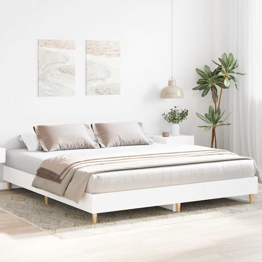 vidaXL Rama łóżka bez materaca Biała 160x200cm Drewno klejone